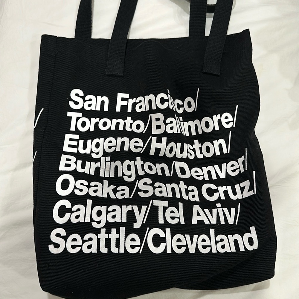 American apparel black cities canvas tote bag excellent conditionn